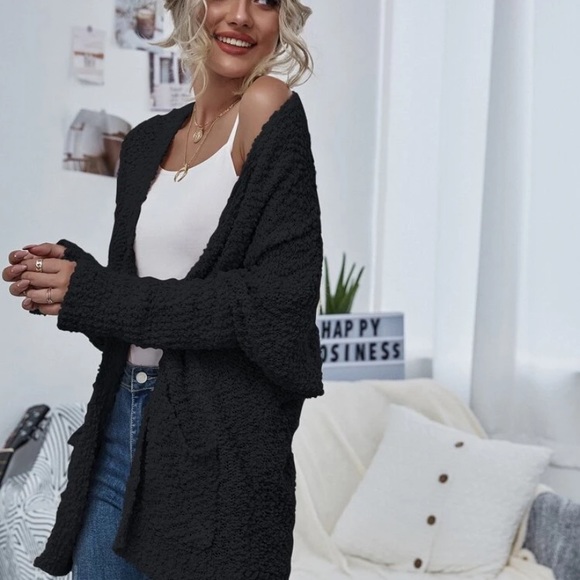 Open Front Popcorn Knit Cardigan - Picture 6 of 7